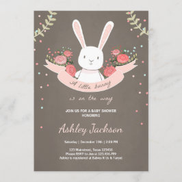Bunny Baby Shower-inbjudan Rabbit Vår Blommigt Inbjudningar