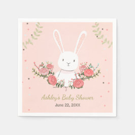 Bunny Baby Shower Pappersservett Woodland Rosa Gir