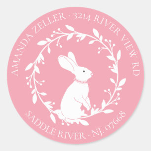 BUNNY Baby Shower Return-adressetikett Runt Klistermärke