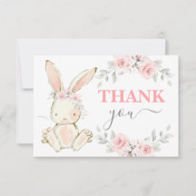 Bunny Baby Shower rosa tackkort Card