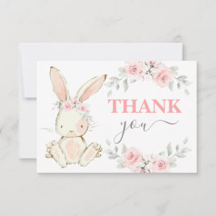 Bunny Baby Shower rosa tackkort Card Anteckningskort