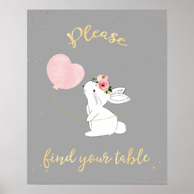 Bunny Baby Shower, sök efter dig Bord-tecken Poster (Framsidan)