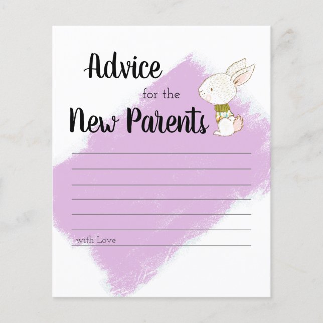 Bunny Baby Shower-spel - Råd Flygblad (Framsidan)