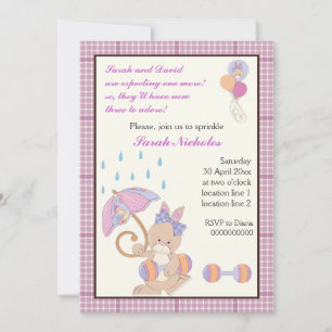 Bunny baby sprinkle lila plaid gräns inbjudningar