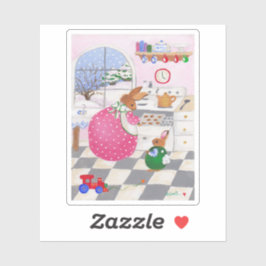 Bunny Baking Cookies Sticker Klistermärken