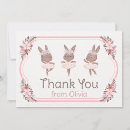 Bunny Ballerina i Rosa Dress Birthday Baby Shower Tack Kort