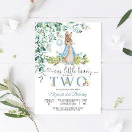 Bunny Balloon 2nd Birthday Invitation Inbjudningar