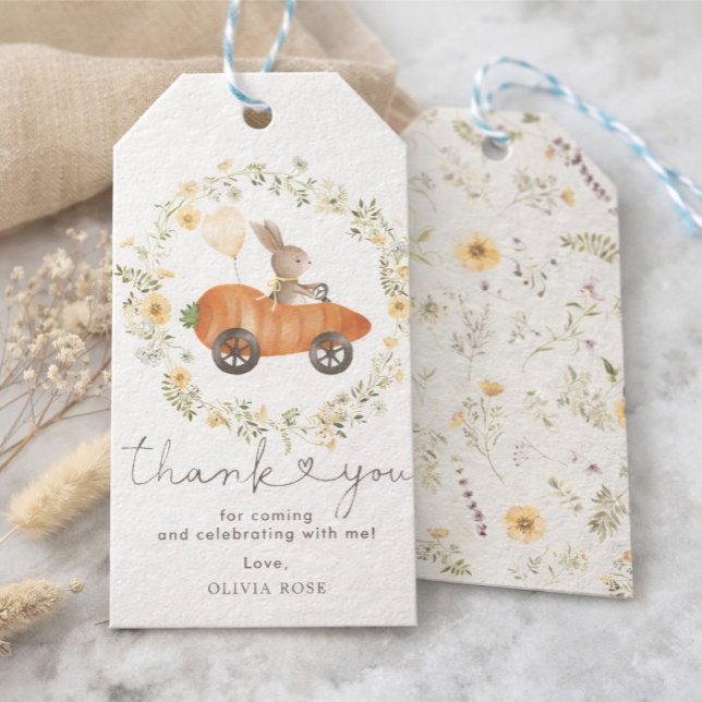 Bunny Balloon Carrot Car Wildflower Wreath Favors Presentetikett (Skapare uppladdad)