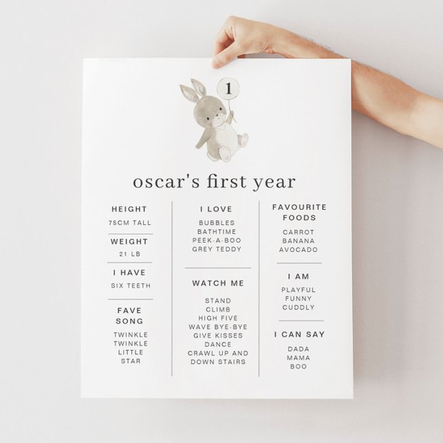 Bunny Balloon Milestone Poster (Skapare uppladdad)