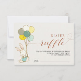 Bunny Balloons Diaper Raffle Card Inbjudningar