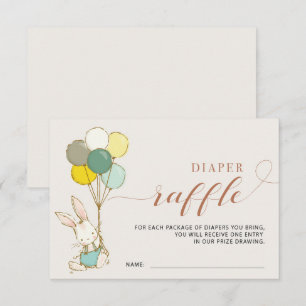 Bunny Balloons Diaper Raffle Card Inbjudningar