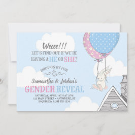 Bunny + Balloons Gender Reveal-inbjudan Inbjudningar