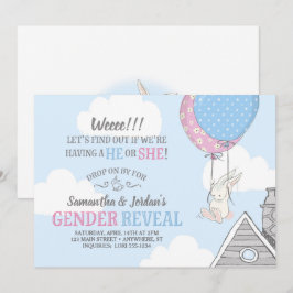Bunny + Balloons Gender Reveal-inbjudan Inbjudningar