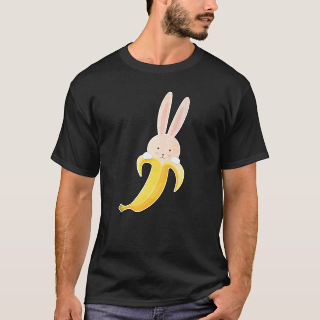 Bunny Banana Bunnana Cute Rabbit Peeled Banana T Shirt (Framsida)