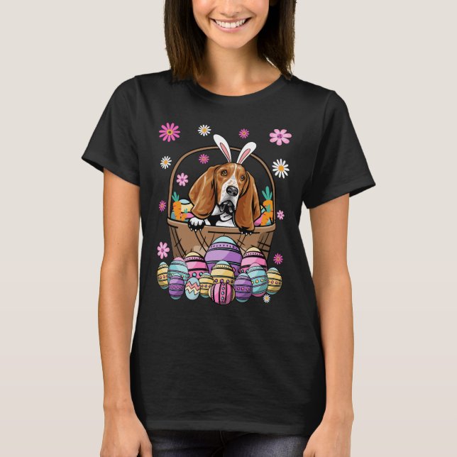 Bunny Basset Hound Glad påsk Day Älskare Egg T Shirt (Framsida)