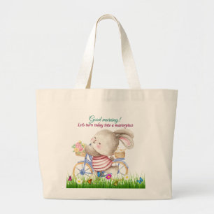 Bunny Bike Jumbo Tote Bag Tygkasse