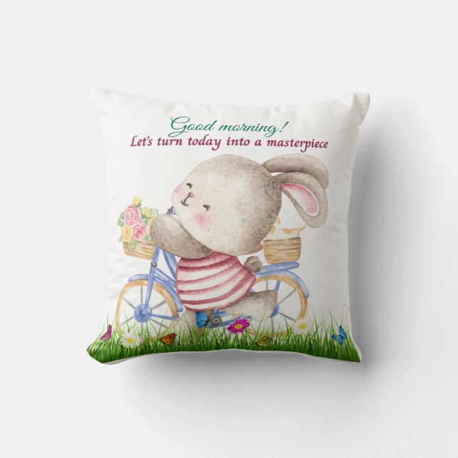 Bunny Bike Stroll Dekorativ kudde (Framsida)