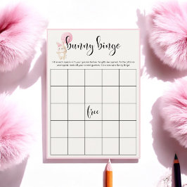 Bunny Bingo Rosa Balloon Baby Shower Bingo Game Tilläggskort
