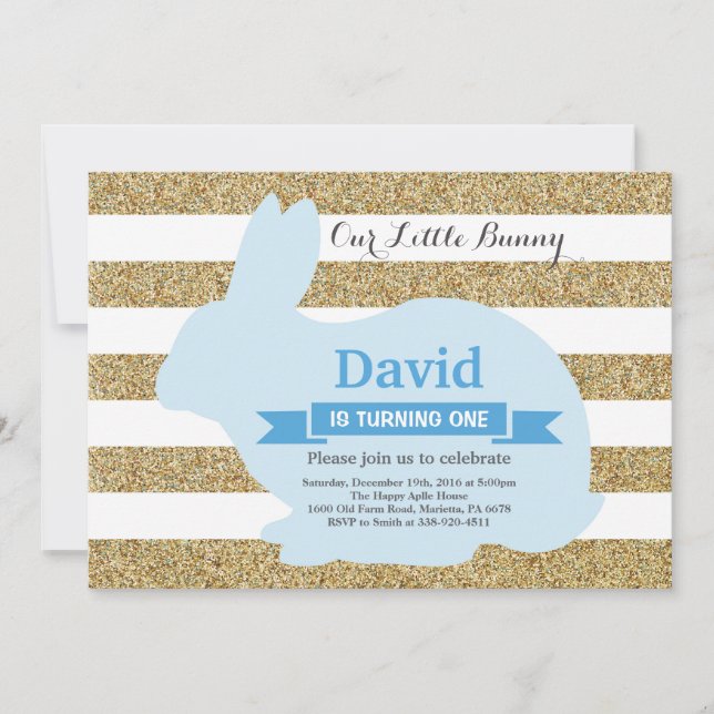 Bunny Birthday Boy Påskägg 1:a födelsedag Inbjudningar (Framsida)