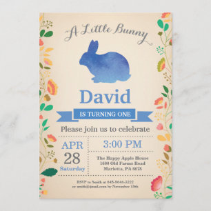 Bunny Birthday Boy Påskägg 1:a födelsedag Inbjudningar