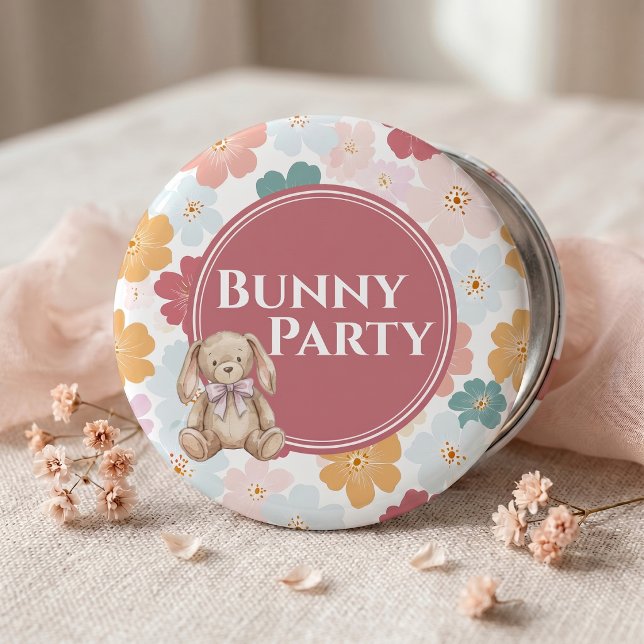 Bunny Birthday Button Cute Bunny Party Knapp (Bunny Birthday Button Cute Bunny Party)