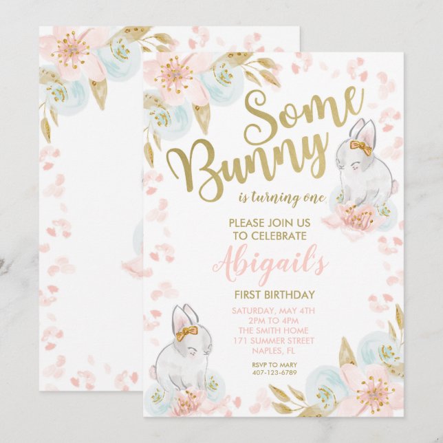 Bunny Birthday-inbjudan, Bunny-inbjudan Inbjudningar (Fram/baksida)