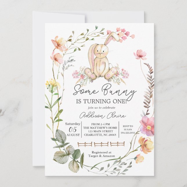 Bunny Birthday-inbjudan... en idiot vänder. Inbjudningar (Framsida)