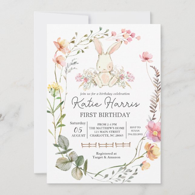 Bunny Birthday-inbjudan........................... Inbjudningar (Framsida)