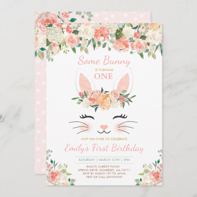 Bunny Birthday-inbjudan någon Bunny Birthday Inbjudningar (Fram/baksida)