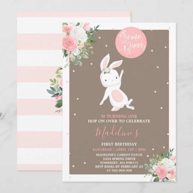 Bunny Birthday-inbjudan någon Bunny Birthday Inbjudningar (Fram/baksida)