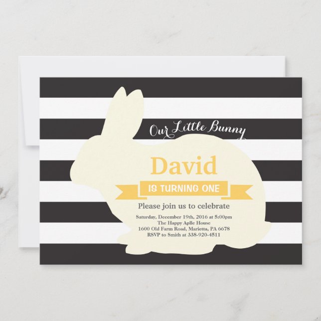 Bunny Birthday Påskägg 1:a födelsedag Inbjudningar (Framsida)