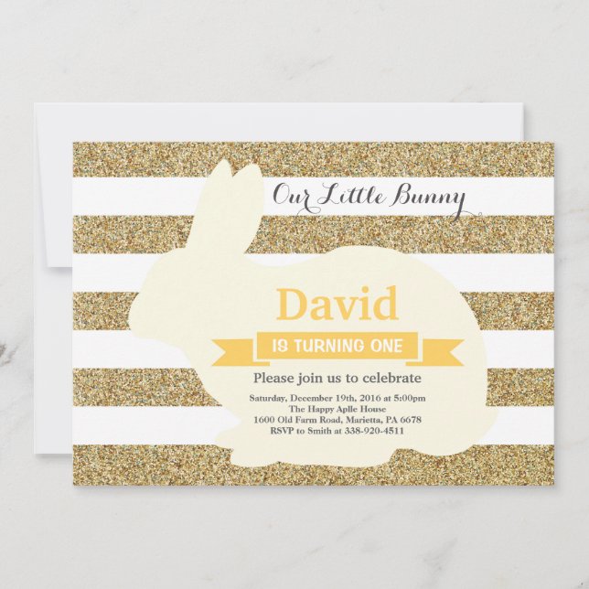 Bunny Birthday Påskägg 1:a födelsedag Inbjudningar (Framsida)