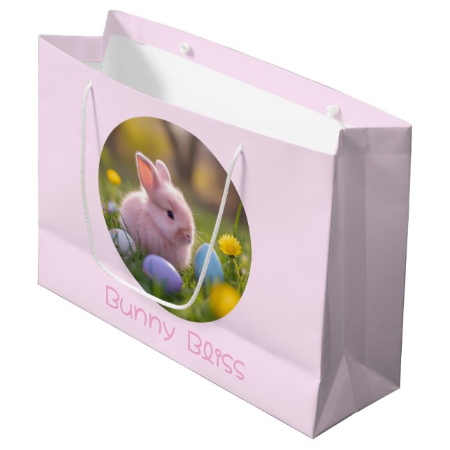 Bunny Bliss-Fluffy Rosa Bunny Påsk Large Gift (Framsidan Vinklad)