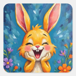 Bunny Bliss Fyrkantigt Klistermärke