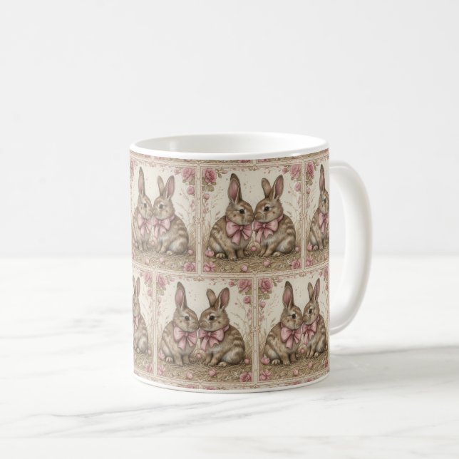 Bunny Bliss Mugg: Påsk Elegance 🐰 🌷 Kaffemugg (Framsida höger)