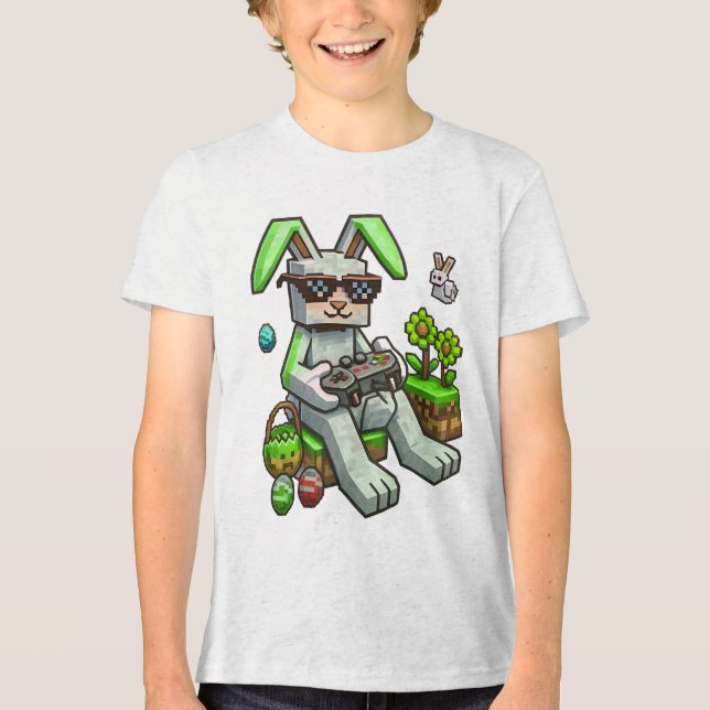Bunny Block Gamer T Shirt (Framsida)