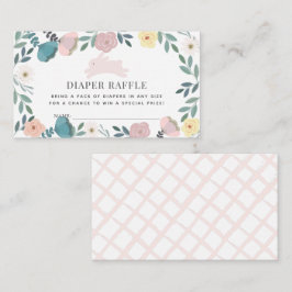 Bunny Blommigt Baby Shower Diaper Raffle Biljett Tilläggskort