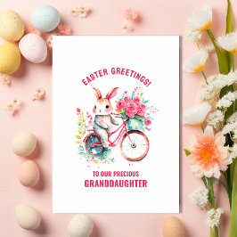Bunny Blommigt Bike Granddotter Påsk Hälsning Kort