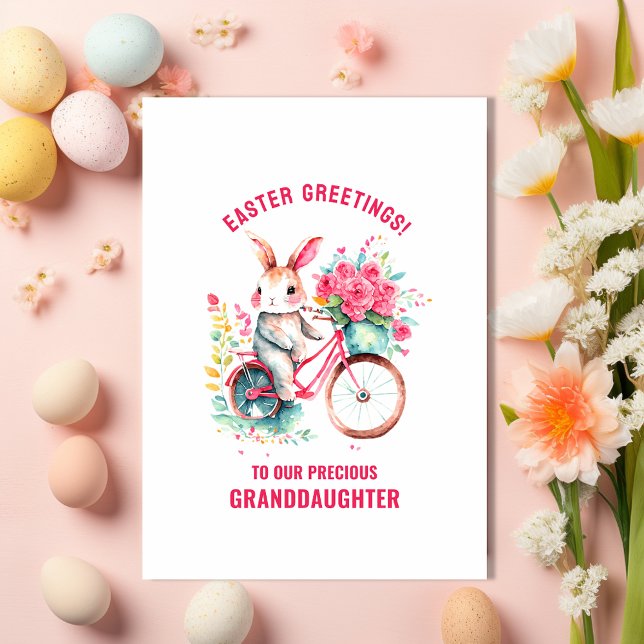 Bunny Blommigt Bike Granddotter Påsk Hälsning Kort (Skapare uppladdad)