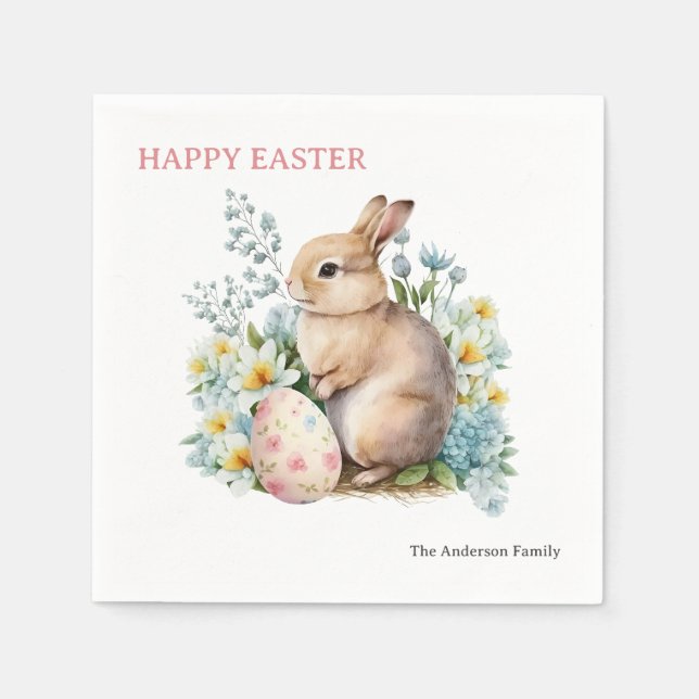 Bunny & Blommigt Egg Pappersservett (Framsidan)