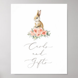 Bunny Blommigt Girl Födelsedagskort and Gifts Sign Poster
