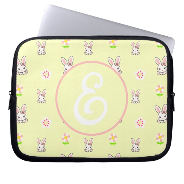 Bunny Bloom Delight Laptop Fodral (Framsidan)