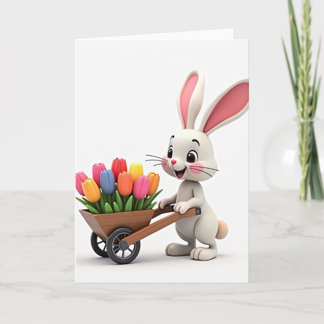 Bunny Blooms Delivery Card Kort (Framsida)