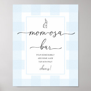 Bunny Blue Gingham Baby Shower Mamma-osa Pub-tecke Poster