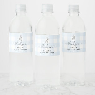 Bunny Blue Gingham Favor Vattenflaska Vattenflaska Vattenflaskor Etikett