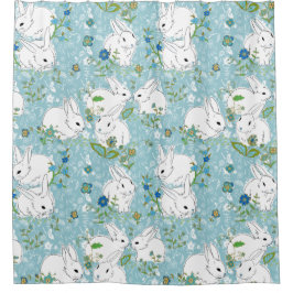 Bunny Blue Shower Curtain