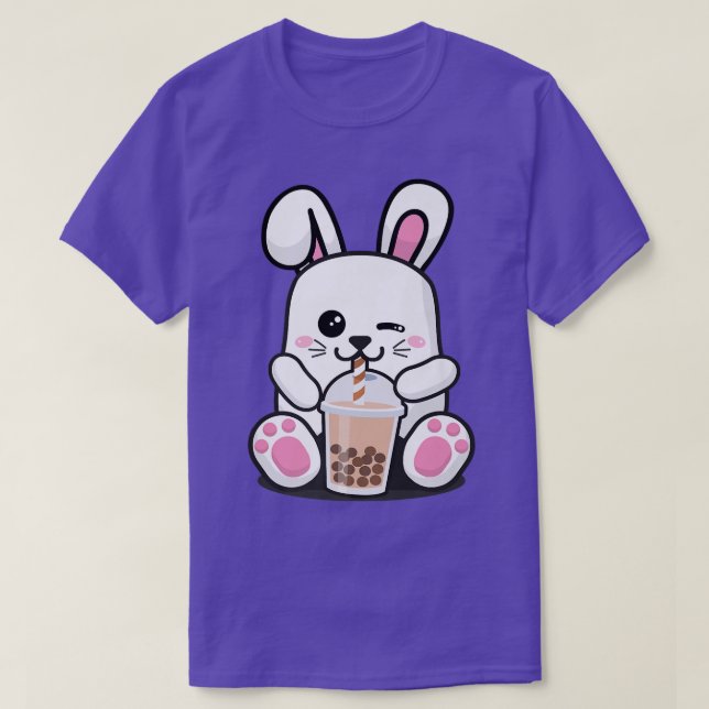 Bunny Boba Tea Funny Rabbit Drinking Bubble Tea No T Shirt (Design framsida)
