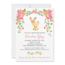 Bunny Boho-Blommigtens inbjudan Rosa Baby Shower