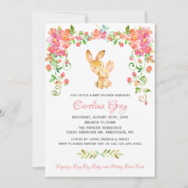 Bunny Boho-Blommigtens inbjudan Rosa Baby Shower
