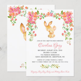Bunny Boho-Blommigtens inbjudan Rosa Baby Shower